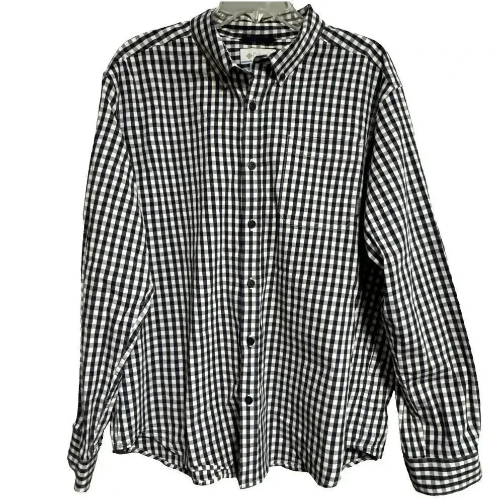 COLUMBIA Men’s Rapid Rivers™ II Long Sleeve Navy Gingham Button Up Size XL